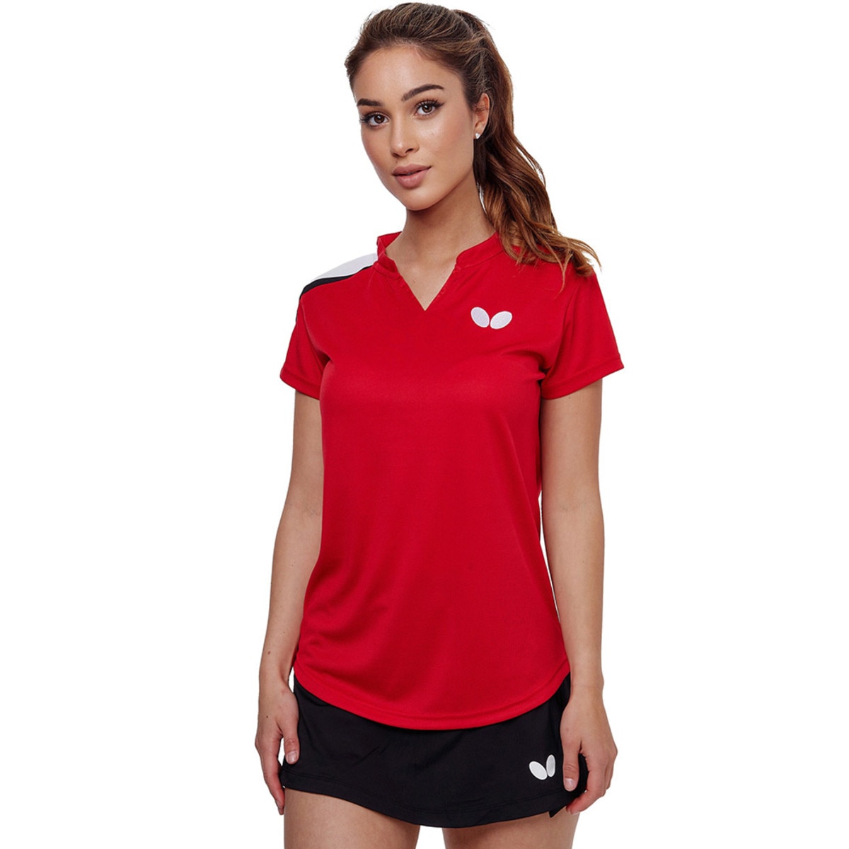 Tosy Lady Shirt: Red, Front, Model